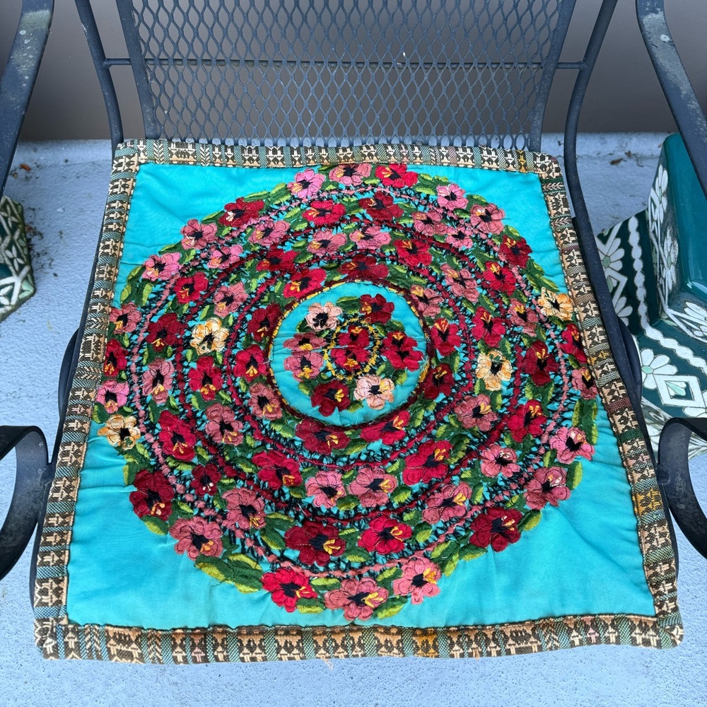 Vintage Huipil Embroidered Cushion Cover